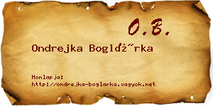 Ondrejka Boglárka névjegykártya